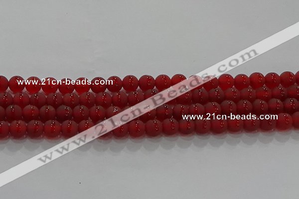 CAG8901 15.5 inches 6mm round matte red agate beads wholesale