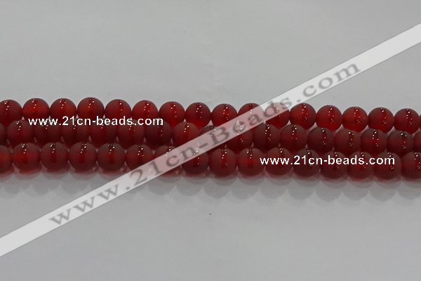 CAG8902 15.5 inches 8mm round matte red agate beads wholesale