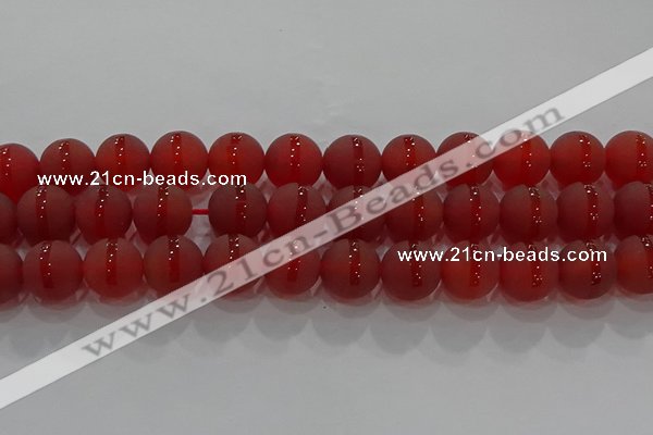 CAG8904 15.5 inches 12mm round matte red agate beads wholesale