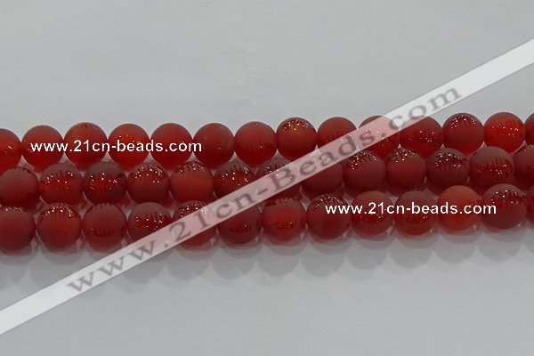 CAG8908 15.5 inches 8mm round matte red agate beads wholesale