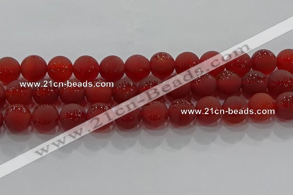 CAG8909 15.5 inches 10mm round matte red agate beads wholesale