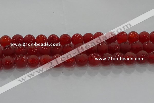 CAG8914 15.5 inches 8mm round matte red agate beads wholesale