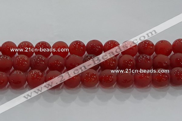 CAG8916 15.5 inches 12mm round matte red agate beads wholesale