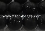 CAG8921 15.5 inches 10mm round matte black agate beads wholesale