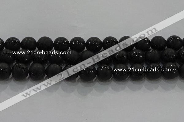 CAG8921 15.5 inches 10mm round matte black agate beads wholesale