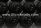 CAG8926 15.5 inches 8mm round matte black agate beads wholesale