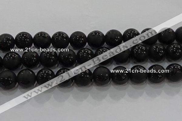 CAG8927 15.5 inches 10mm round matte black agate beads wholesale