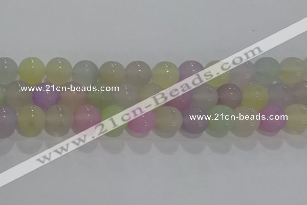 CAG8933 15.5 inches 10mm round matte colorful agate beads wholesale