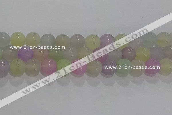 CAG8934 15.5 inches 12mm round matte colorful agate beads wholesale