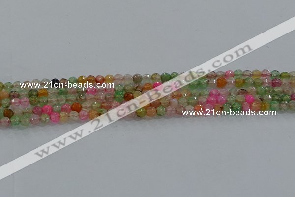 CAG8938 15.5 inches 4mm faceted round fire crackle agate beads