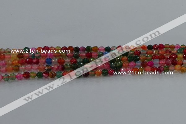 CAG8940 15.5 inches 4mm faceted round fire crackle agate beads