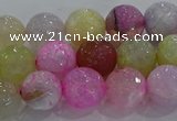 CAG8949 15.5 inches 8mm faceted round fire crackle agate beads