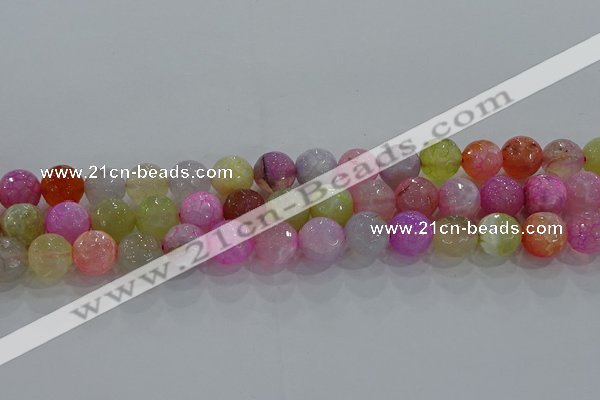 CAG8949 15.5 inches 8mm faceted round fire crackle agate beads