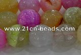 CAG8951 15.5 inches 12mm faceted round fire crackle agate beads