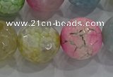 CAG8953 15.5 inches 16mm faceted round fire crackle agate beads