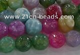 CAG8956 15.5 inches 8mm faceted round fire crackle agate beads