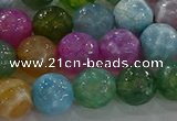 CAG8957 15.5 inches 10mm faceted round fire crackle agate beads