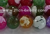 CAG8958 15.5 inches 12mm faceted round fire crackle agate beads