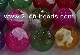 CAG8959 15.5 inches 14mm faceted round fire crackle agate beads