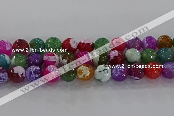 CAG8959 15.5 inches 14mm faceted round fire crackle agate beads