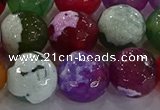 CAG8960 15.5 inches 16mm faceted round fire crackle agate beads