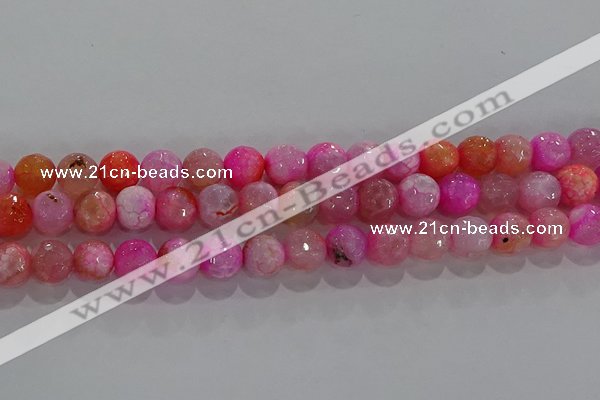 CAG8963 15.5 inches 6mm faceted round fire crackle agate beads