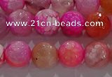 CAG8964 15.5 inches 8mm faceted round fire crackle agate beads