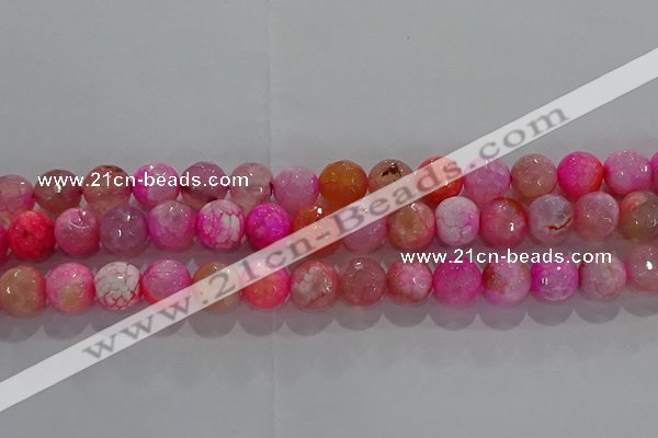 CAG8964 15.5 inches 8mm faceted round fire crackle agate beads