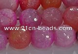 CAG8966 15.5 inches 12mm faceted round fire crackle agate beads