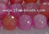 CAG8967 15.5 inches 14mm faceted round fire crackle agate beads