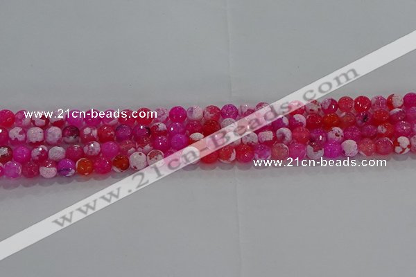 CAG8970 15.5 inches 4mm faceted round fire crackle agate beads