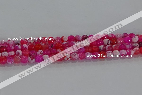 CAG8971 15.5 inches 6mm faceted round fire crackle agate beads