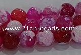 CAG8972 15.5 inches 8mm faceted round fire crackle agate beads