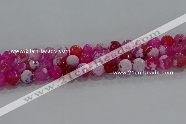 CAG8973 15.5 inches 10mm faceted round fire crackle agate beads