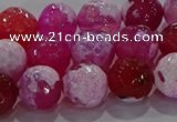 CAG8974 15.5 inches 12mm faceted round fire crackle agate beads