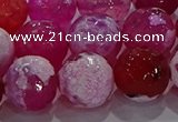 CAG8976 15.5 inches 16mm faceted round fire crackle agate beads