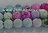 CAG8978 15.5 inches 4mm faceted round fire crackle agate beads