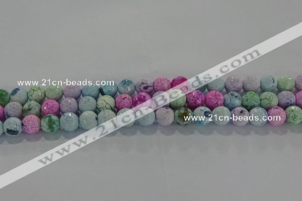 CAG8978 15.5 inches 4mm faceted round fire crackle agate beads