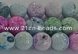 CAG8979 15.5 inches 6mm faceted round fire crackle agate beads