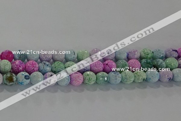 CAG8979 15.5 inches 6mm faceted round fire crackle agate beads