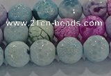 CAG8980 15.5 inches 8mm faceted round fire crackle agate beads