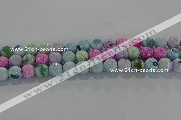 CAG8980 15.5 inches 8mm faceted round fire crackle agate beads