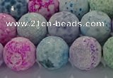 CAG8982 15.5 inches 12mm faceted round fire crackle agate beads