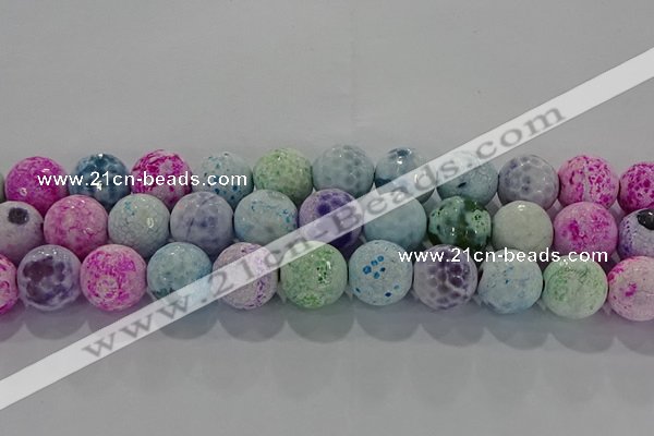 CAG8983 15.5 inches 14mm faceted round fire crackle agate beads