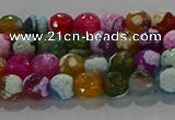 CAG8986 15.5 inches 4mm faceted round fire crackle agate beads