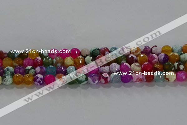 CAG8987 15.5 inches 6mm faceted round fire crackle agate beads
