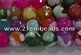 CAG8988 15.5 inches 8mm faceted round fire crackle agate beads