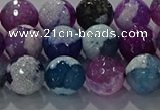 CAG8989 15.5 inches 10mm faceted round fire crackle agate beads