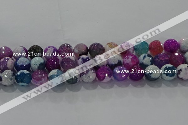 CAG8991 15.5 inches 14mm faceted round fire crackle agate beads