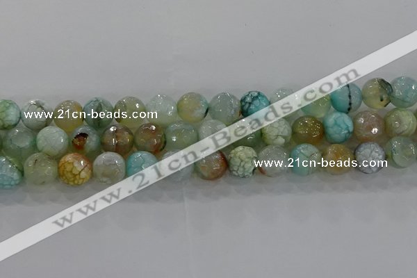 CAG8995 15.5 inches 8mm faceted round fire crackle agate beads